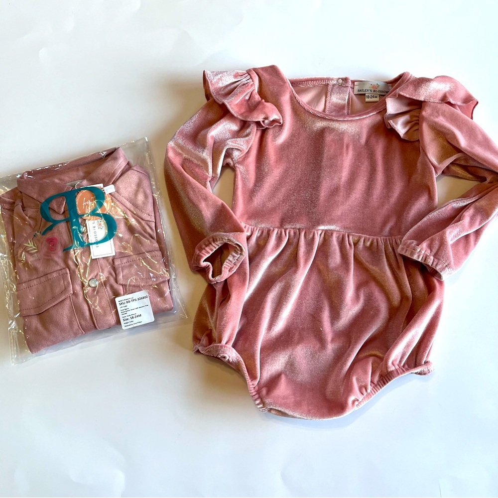 Baileys‎ Blossoms Infant Girls 18-24 Month Bundle Western Pearl Snap Velour